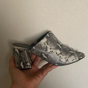 Marc Fisher Snake Print Black Mules size 9 1/2.